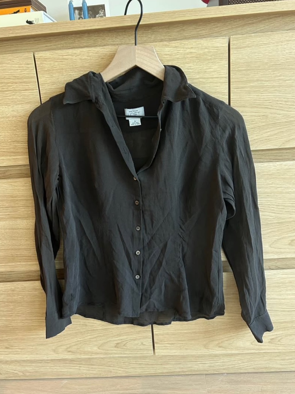 Ann Taylor LOFT Brown 100% Silk Blouse